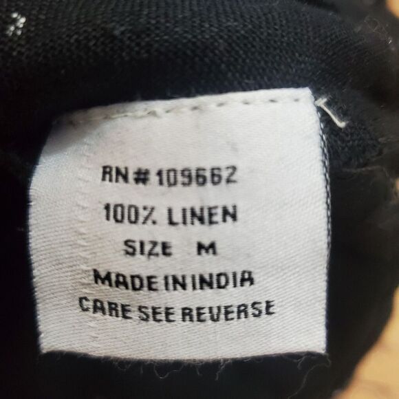 Snapdragon & Twig Linen Tunic Dress Size Medium Black Abstract Painted Artsy - Picture 10 of 11